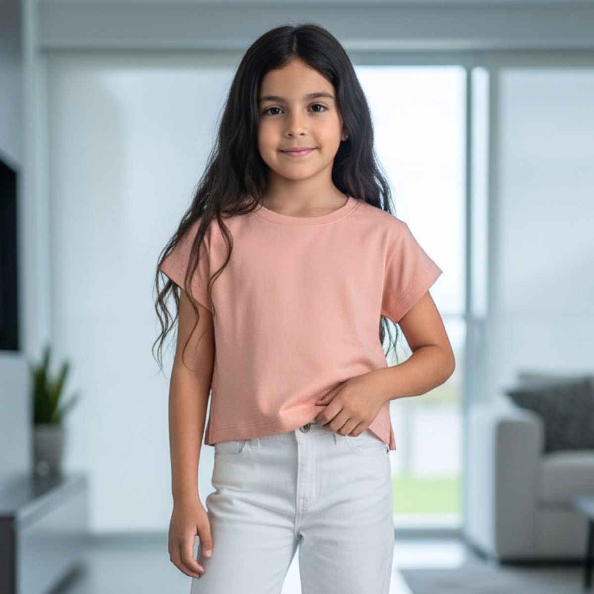 GENERICO - Polo Palo Rosa Manga Corta Niña 100% Algodón - Angela Kids