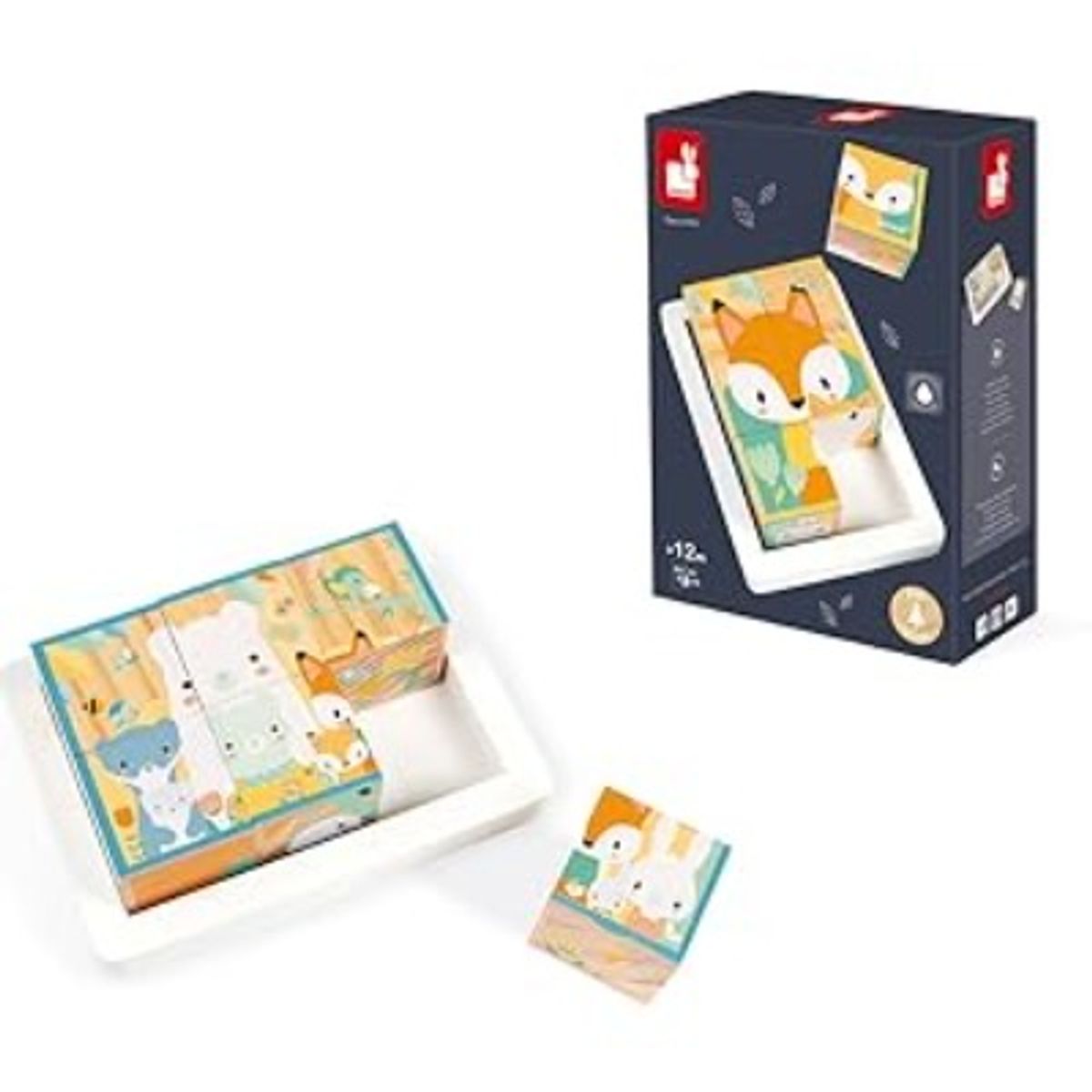 GENERICO - JANOD Bandeja pura de 6 bloques, rompecabezas de animales del bosque J05158