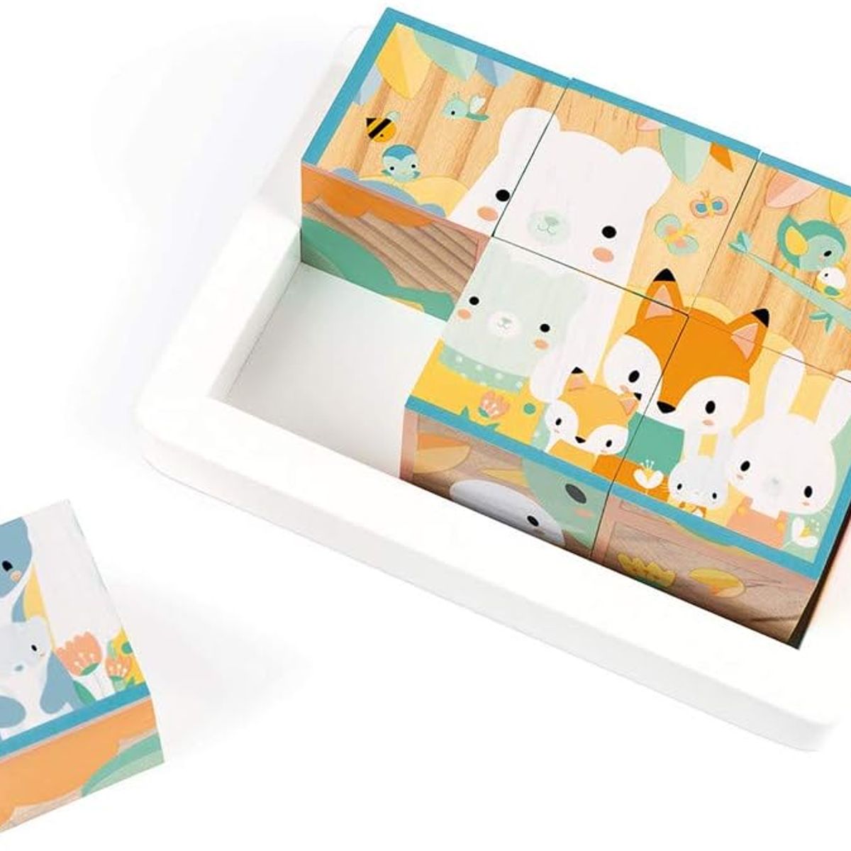 GENERICO - JANOD Bandeja pura de 6 bloques, rompecabezas de animales del bosque J05158