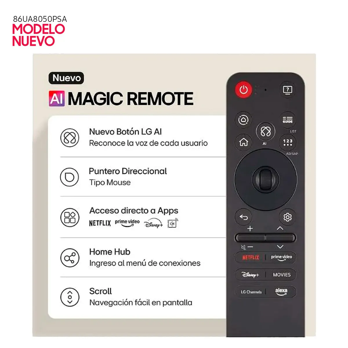 LG - Televisor LG 86” UHD 4K ThinQ AI 86UA8050PSA Smart TV 2025