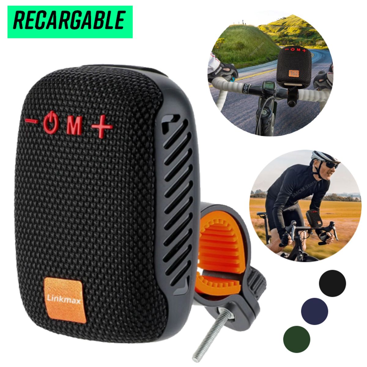 GENERICO - Parlante Bluetooth para Moto y Bicicleta Holder Portátil Recargable