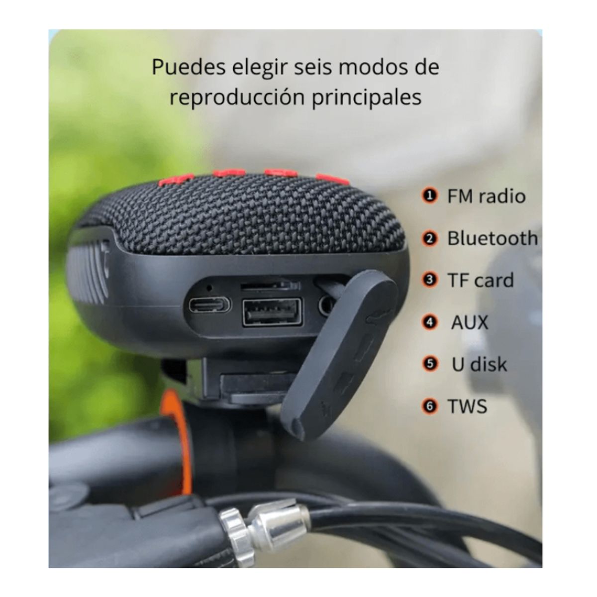 GENERICO - Parlante Bluetooth para Moto y Bicicleta Holder Portátil Recargable