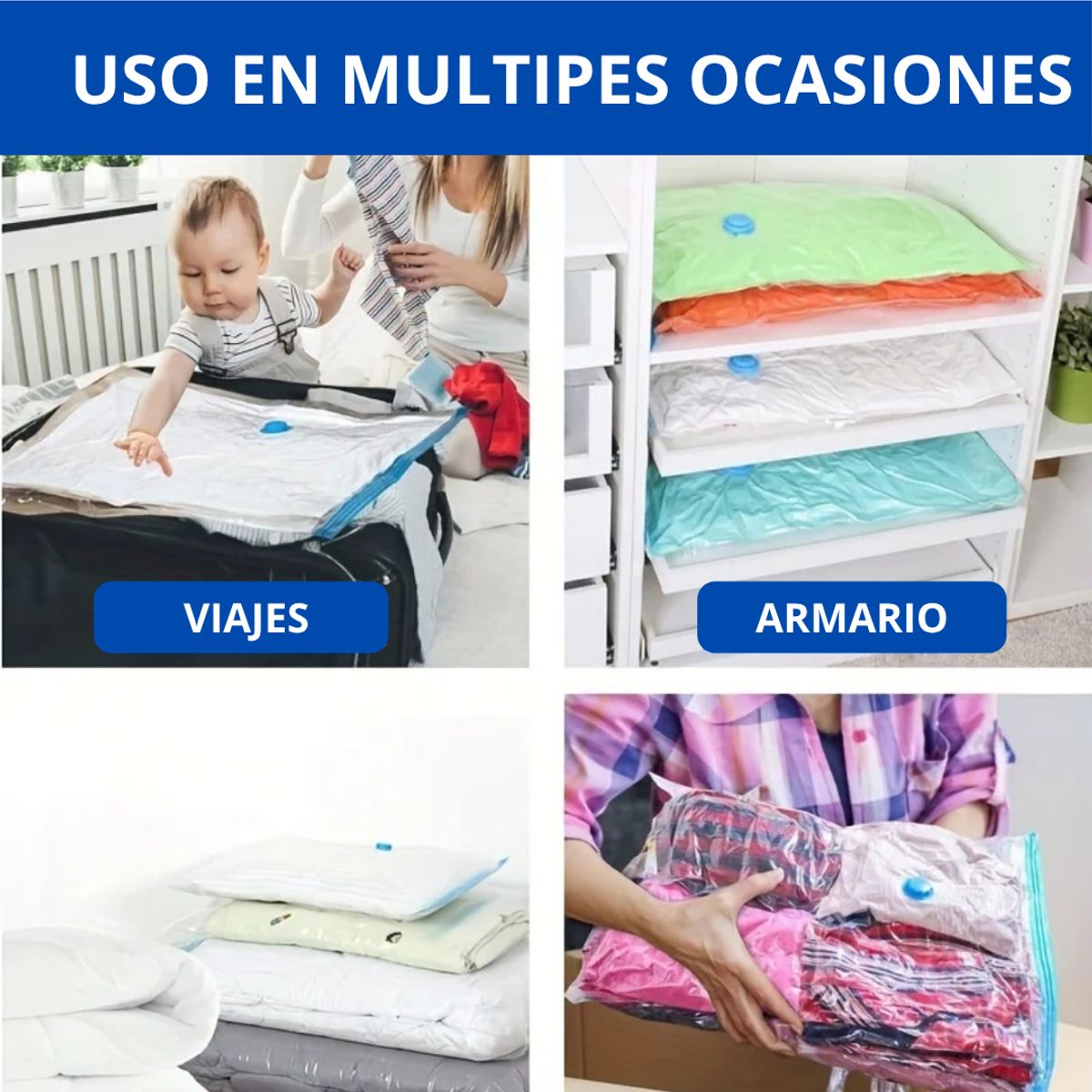 GENERICO - Bolsa al Vació 5 Bolsas + Bomba Succionadora Set x6