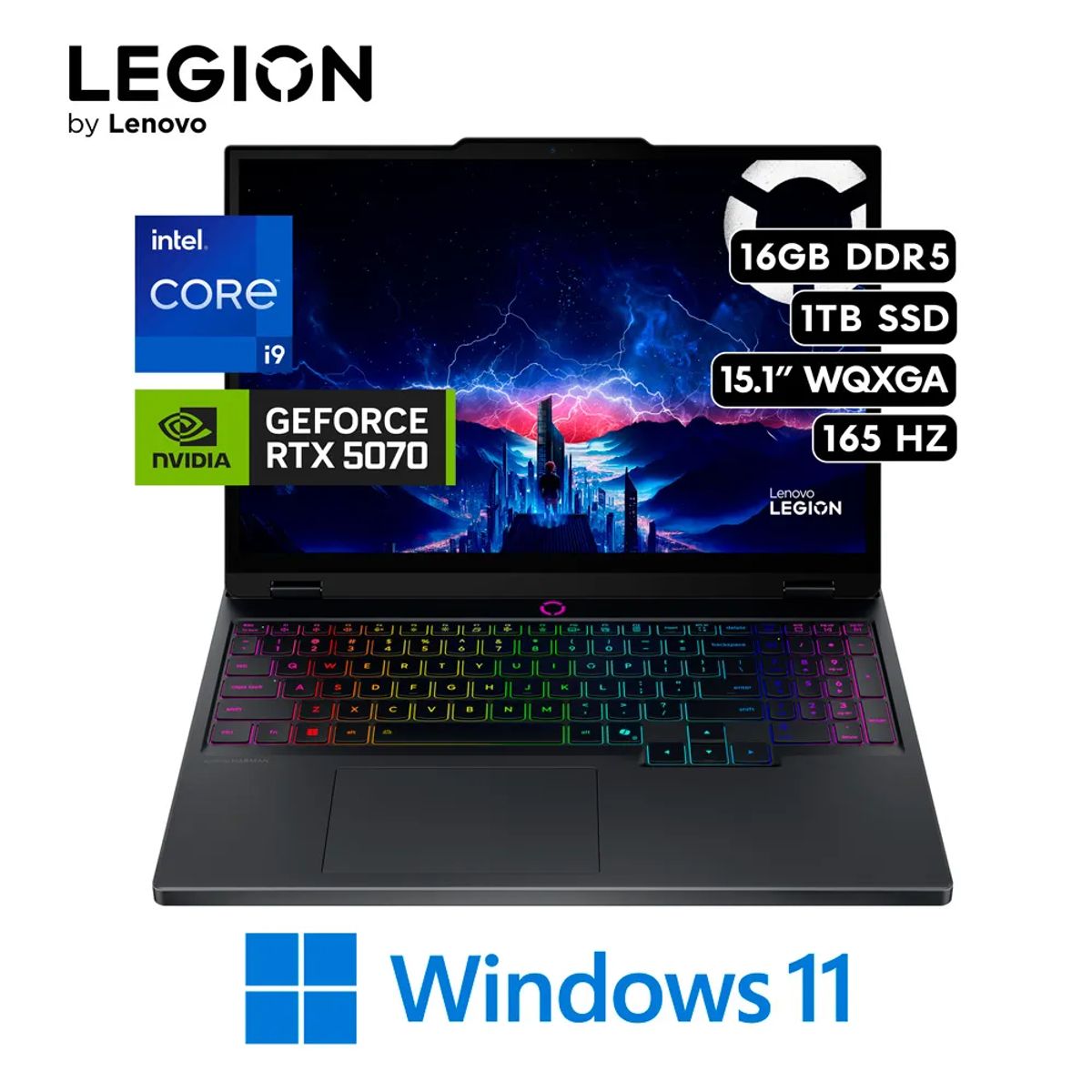 LENOVO - Laptop Lenovo Legion 5 Intel Core i9 14900HX 16GB DDR5 1TB SSD RTX 5070 8GB 15.1" WQXGA WIN11.