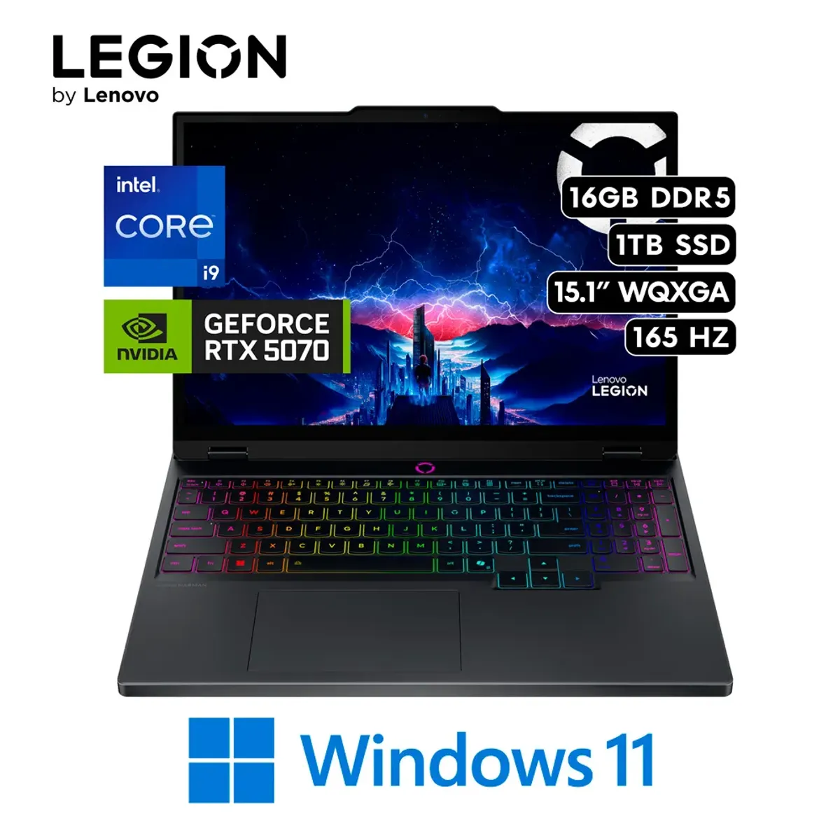 LENOVO - Laptop Lenovo Legion 5 Intel Core i9 14900HX 16GB DDR5 1TB SSD RTX 5070 8GB 15.1" WQXGA WIN11.