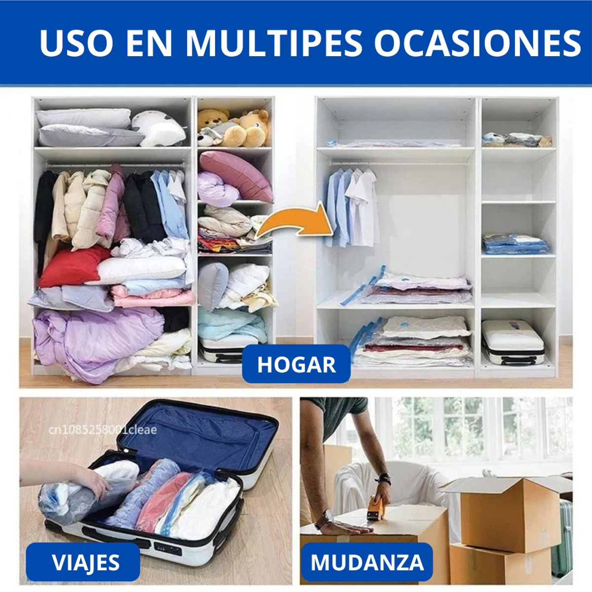 GENERICO - Set x5 Bolsas Al Vacío para almacenar Ropa