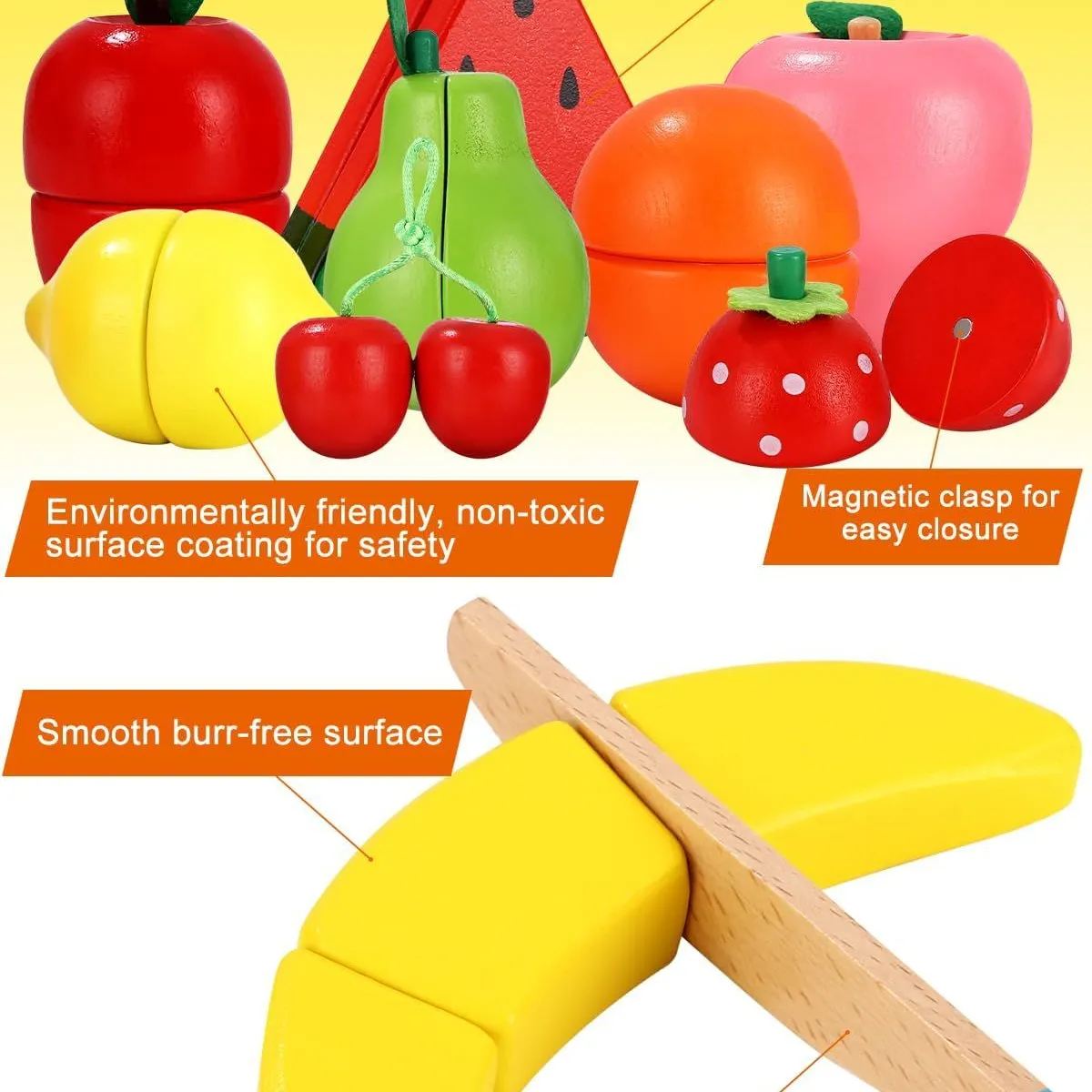 GENERICO - Set De Canasta De Frutas De Madera