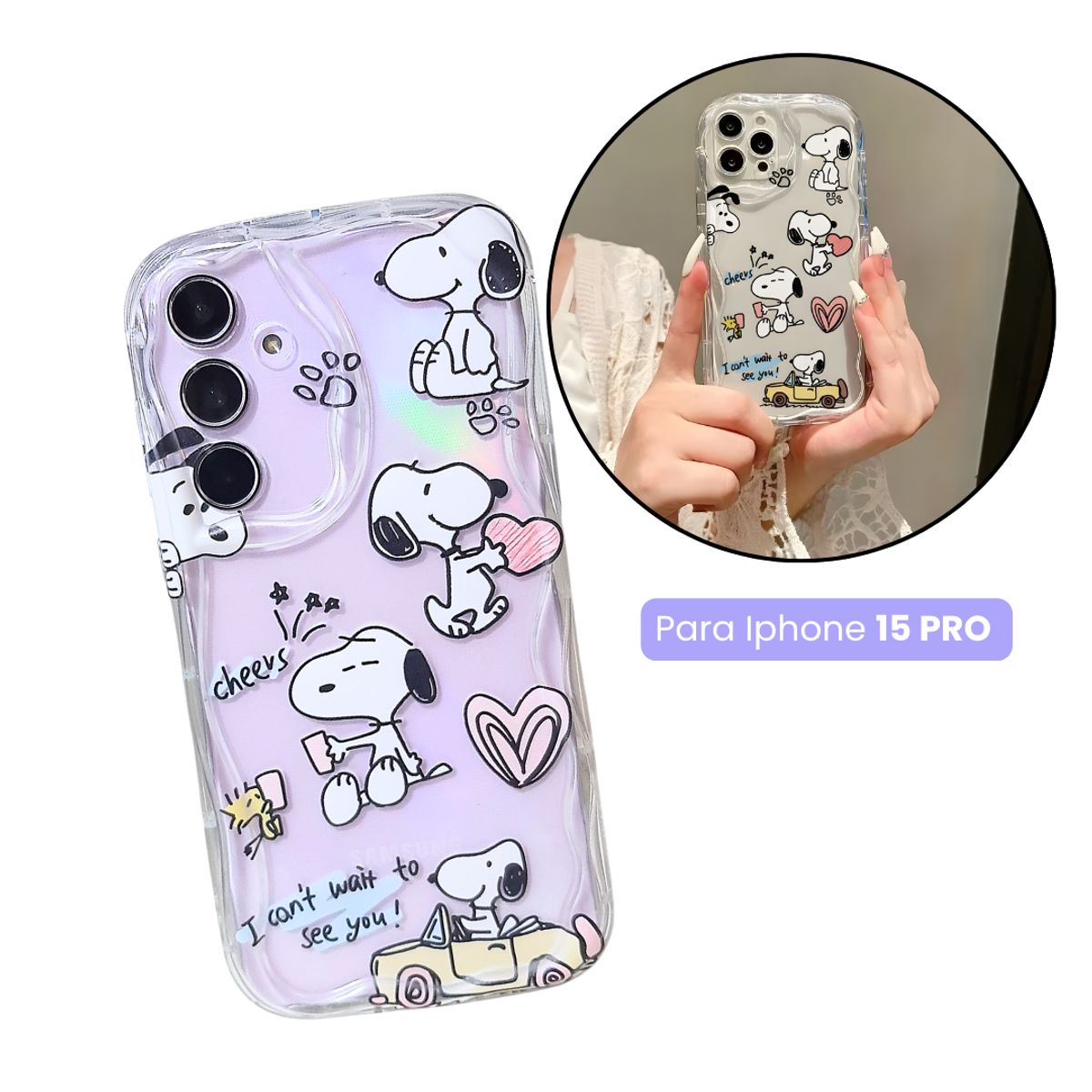 SNOOPY - SNOOPY CASE IPHONE 15 PRO - DISEÑO 3D WAVE
