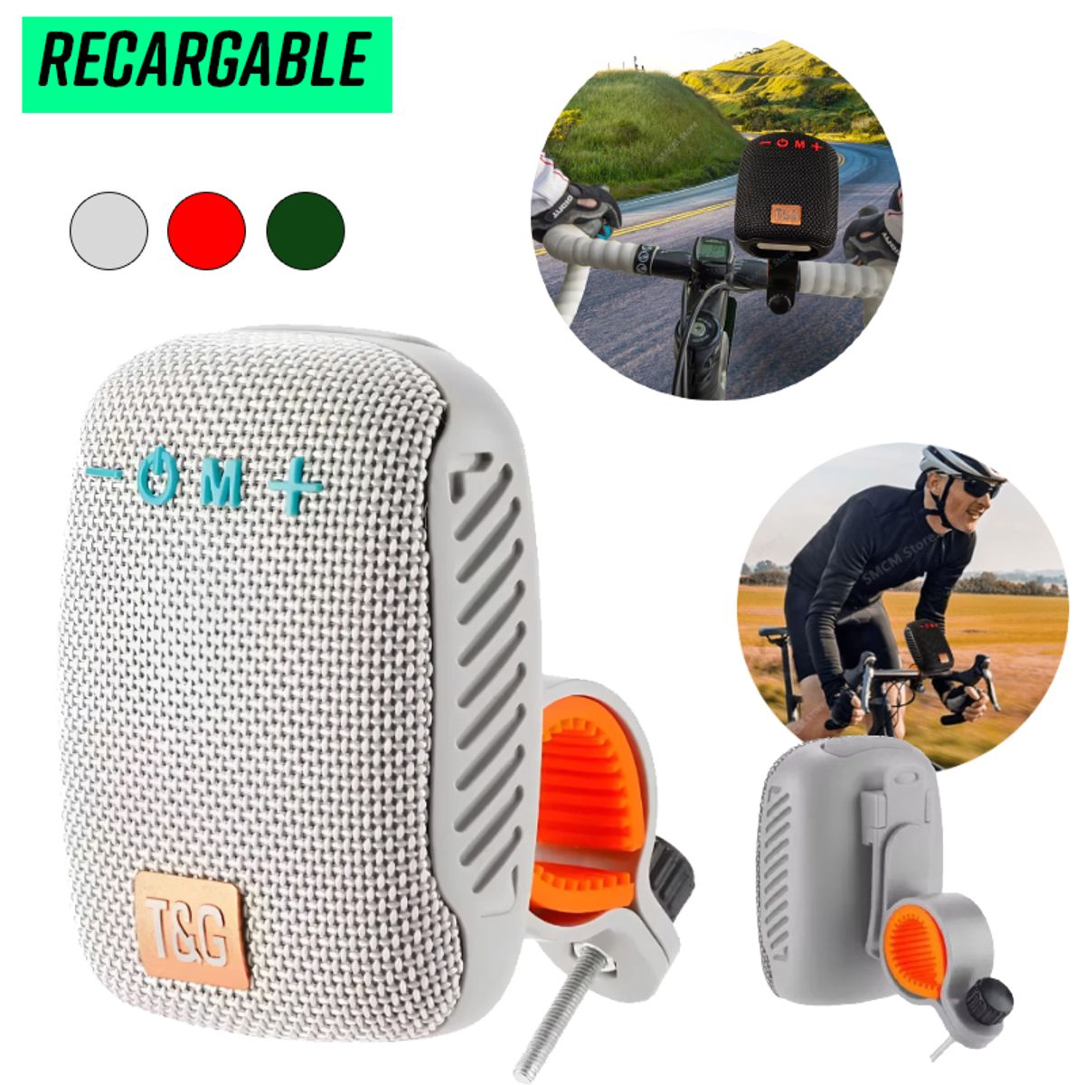 GENERICO - Parlante Bluetooth para Moto y Bicicleta Holder Portátil Recargable