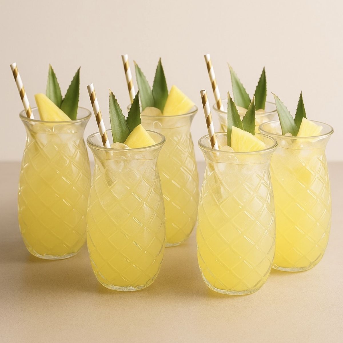 GENERICO - SET 6 VASOS BOROSILICATO DISEÑO PIÑA 480 ML