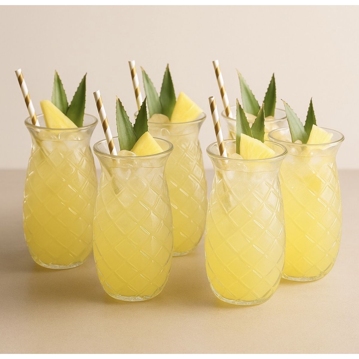 GENERICO - SET 6 VASOS BOROSILICATO DISEÑO PIÑA 480 ML