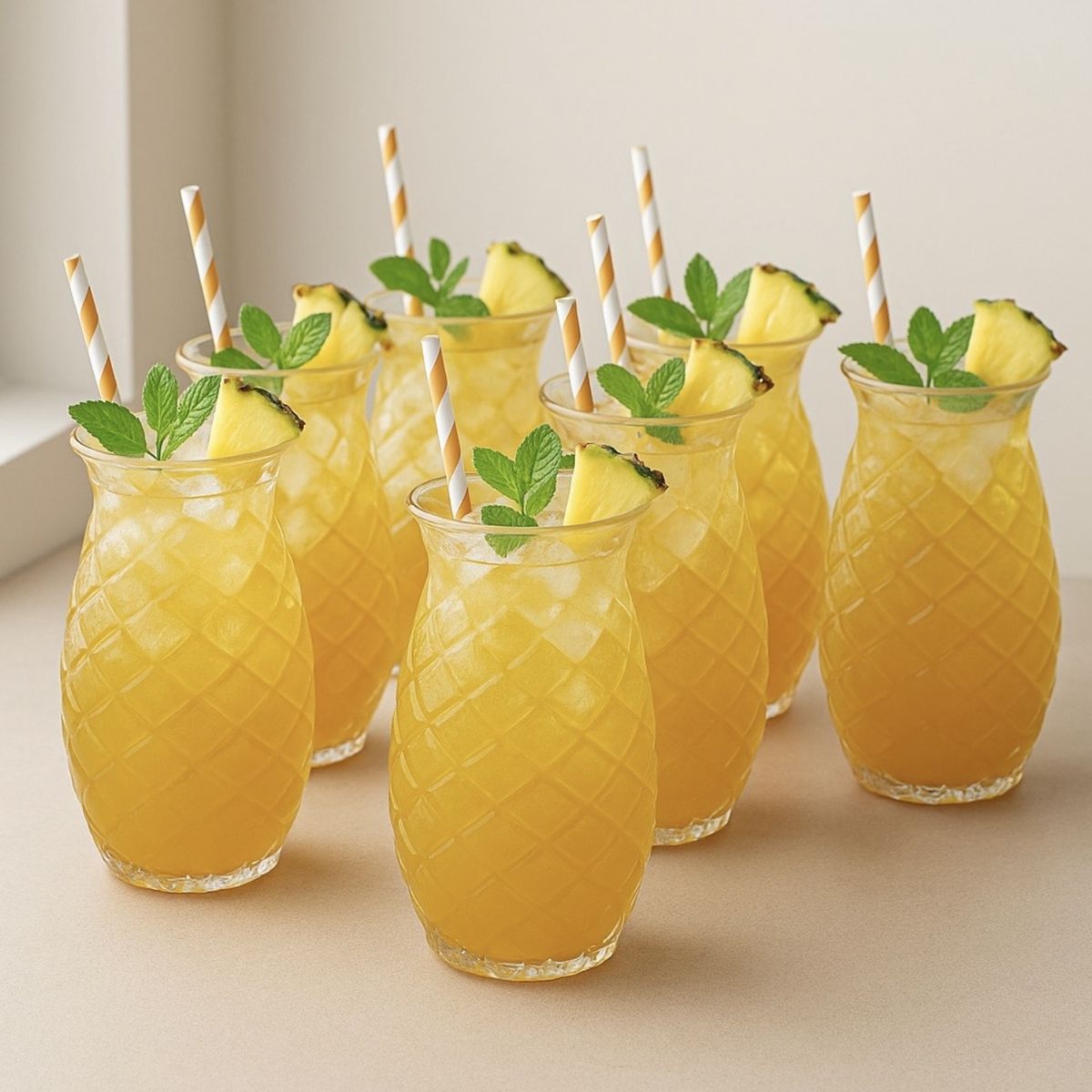 GENERICO - SET 6 VASOS BOROSILICATO DISEÑO PIÑA 480 ML