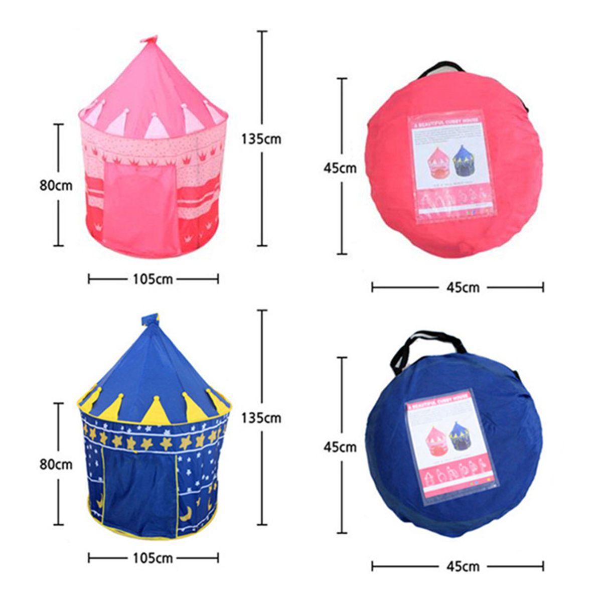 GENERICO - Carpa Castillo Casita Armable para Niños y Niñas MOD1 Rosado