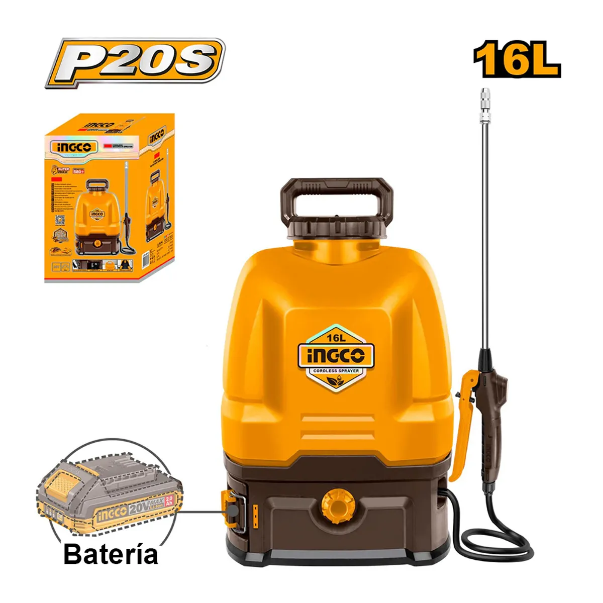 INGCO TOOLS - MOCHILA PULVERIZADORA FUMIGADORA INGCO 20V 16L CSPLI2016