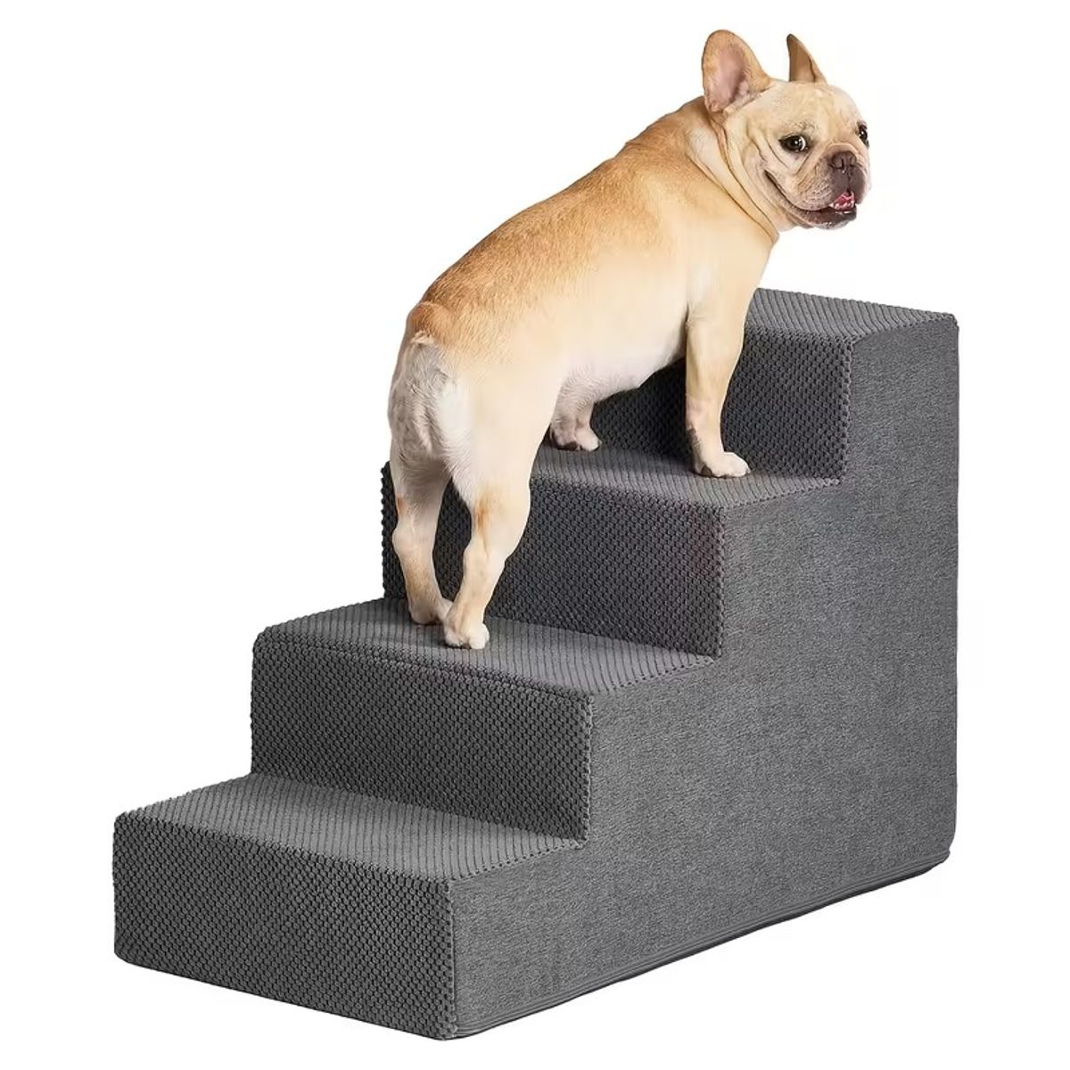 GENERICO - ESCALERA PARA PERROS ALTA 4 PASOS CON CIERRE - PLOMO