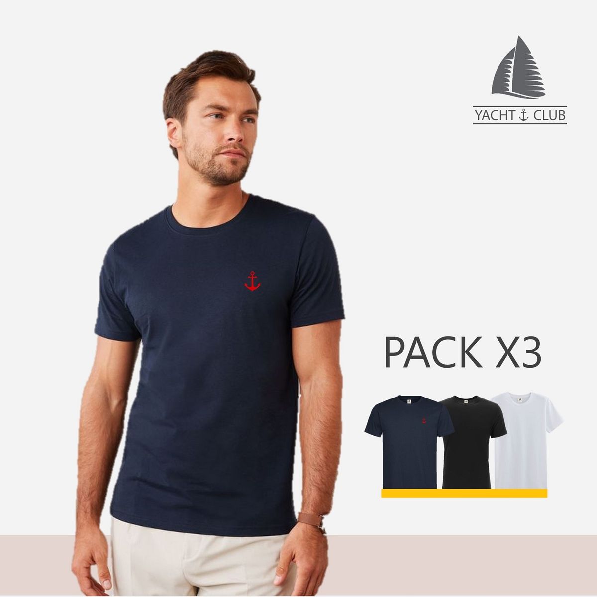 GENERICO - Pack 3 Polos Algodón Hombre Yacht Club