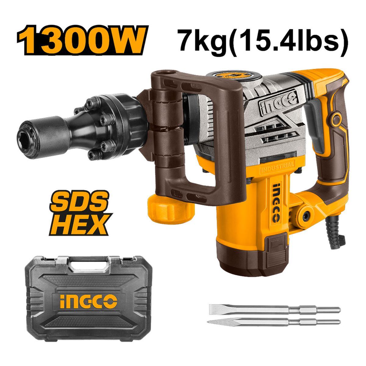 INGCO TOOLS - MARTILLO DEMOLEDOR HEXAGONAL INGCO 1300W 20J 7KGS PDB130018