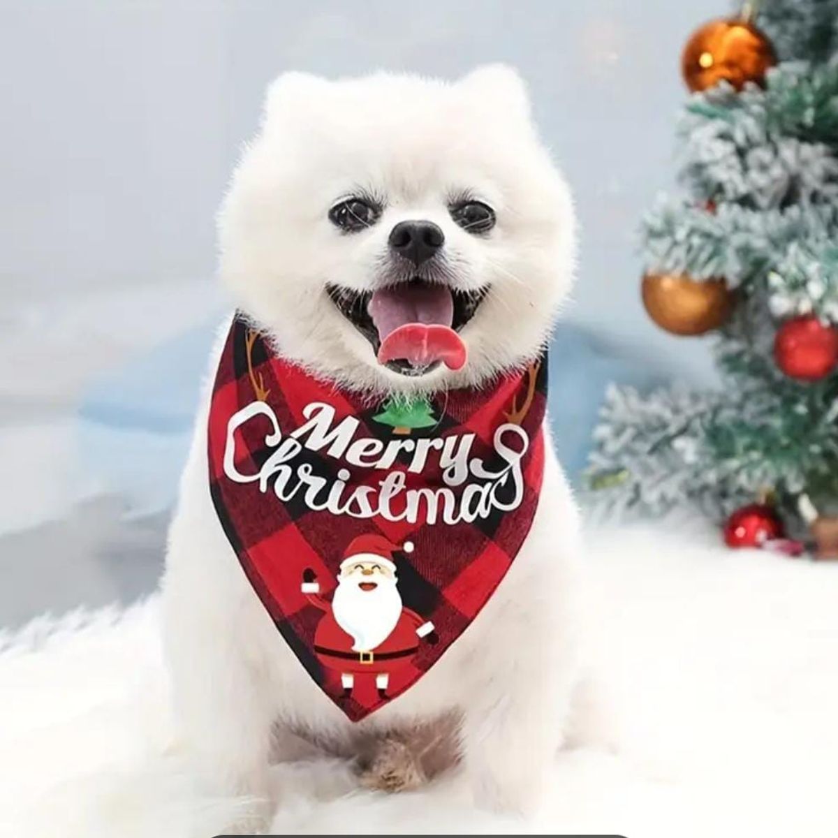 GENERICO - PAÑOLETA NAVIDEÑA PARA MASCOTA DISEÑO MERRY CHRISTMAS ROJO