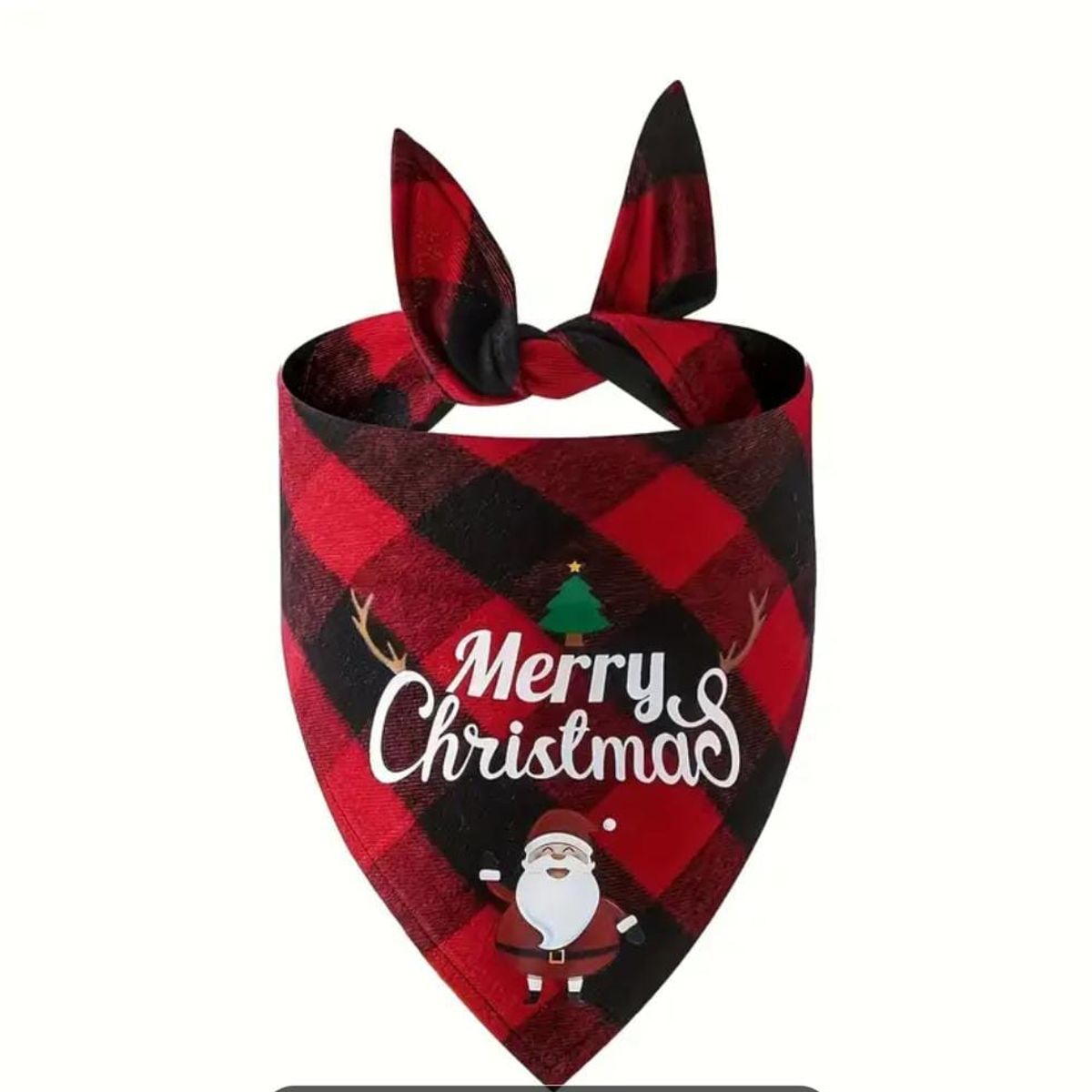 GENERICO - PAÑOLETA NAVIDEÑA PARA MASCOTA DISEÑO MERRY CHRISTMAS ROJO