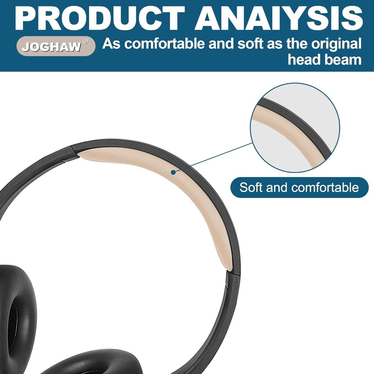 GENERICO - Cojín de Vincha Diadema para SONY WH-CH520 BEIGE