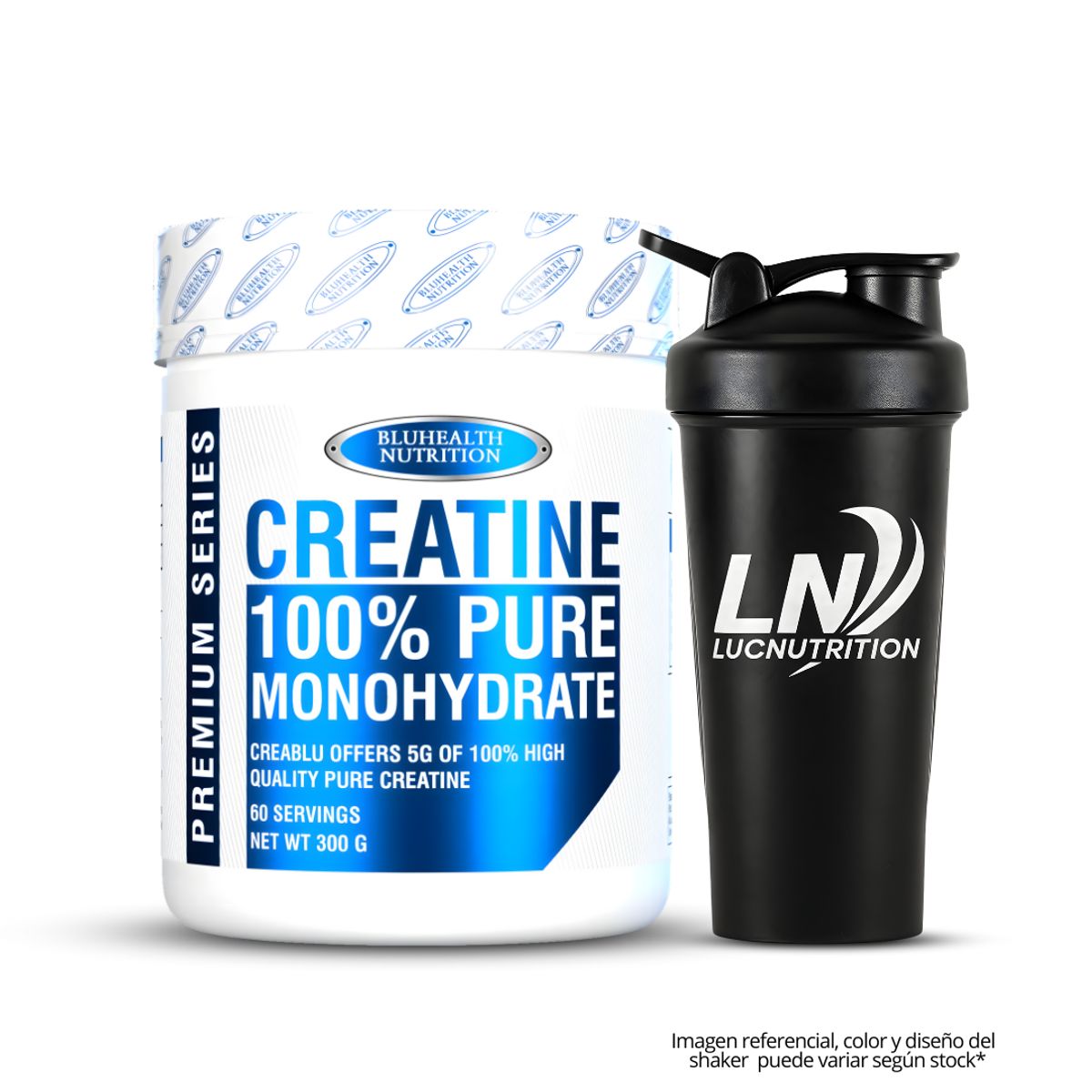 GENERICO - Creatina Bluhealth Nutrition 300 g - 60 servicios Creatina Monohidratada + Shaker