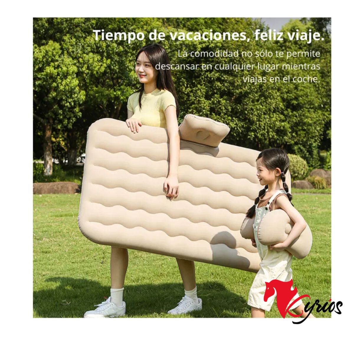 NO LOGO - COLCHON INFLABLE PARA AUTO + 2 ALMOHADAS + INFLADOR +