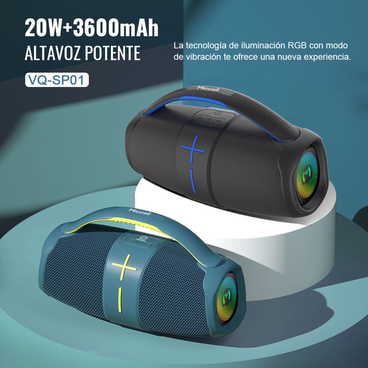 GENERAL - Miccell Bluetooth Parlante portátil inalámbrico con sonido profesional