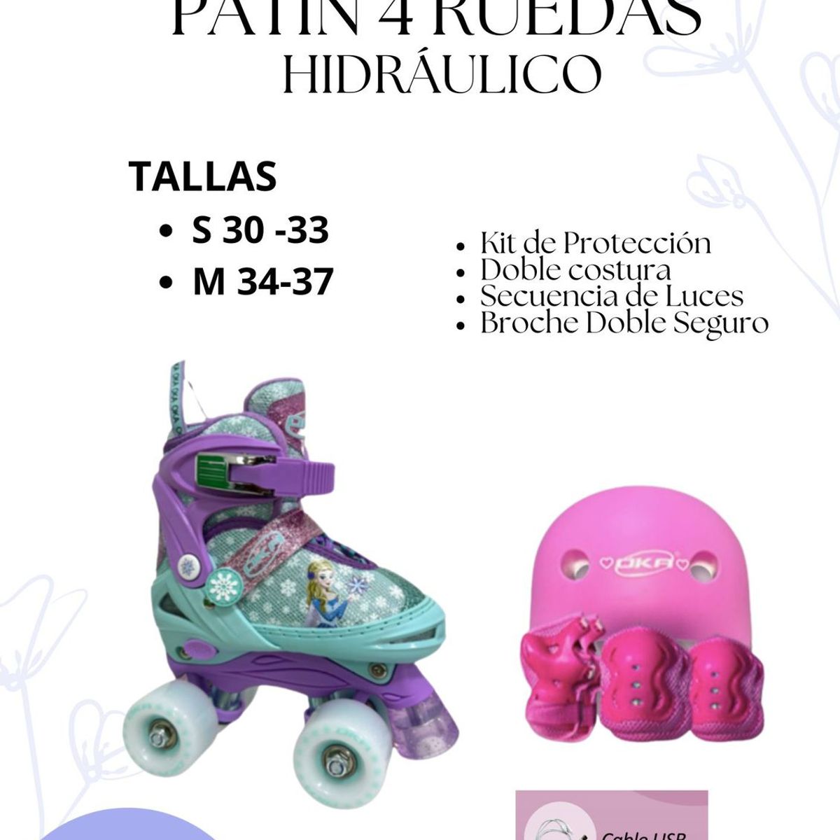 OKA - PATIN 4 RUEDAS HIDRAULICO CENICIENTA TALLA M 34 A 37