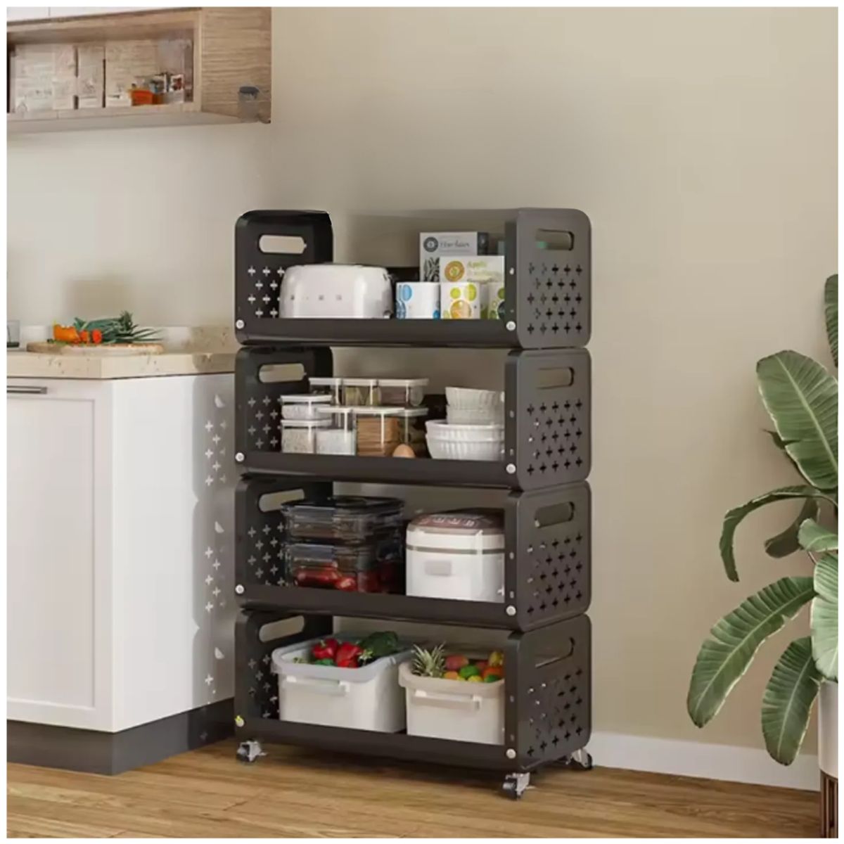 INSPIRA MARKET - Estante Carrito para Almacenamiento 4 Niveles Multiusos