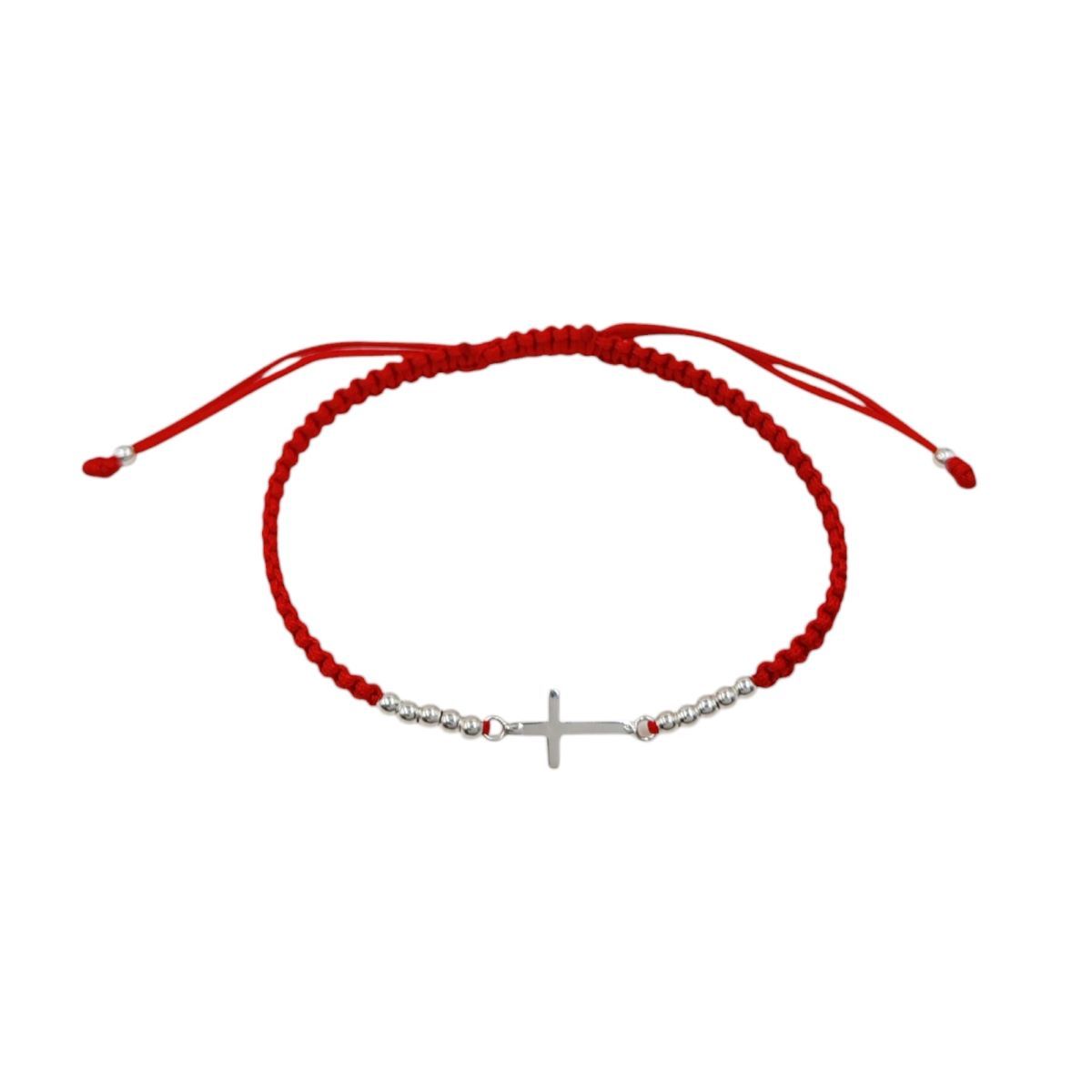 SANTORAL - Pulsera Cruz - Hilo Rojo y Plata