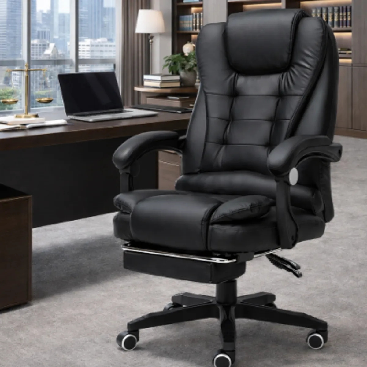 GENERICO - 2 SILLA DE ESCRITORIO 7 MASAJES GIRATORIO SILLÓN OFICINA  GERENCIAL ERGONÓMICA RECLINABLE NEGRO