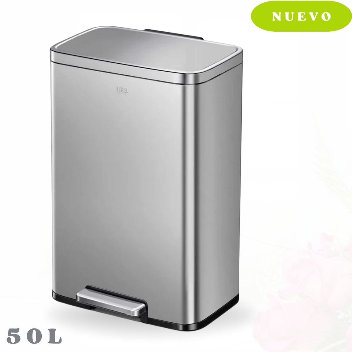 EKO - Papelera con pedal de Acero Inoxidable 50L 425x646 cm EKO