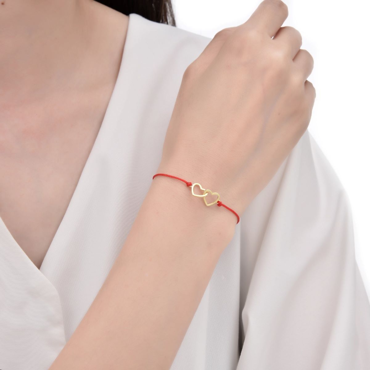 SANTORAL - Pulsera Corazón Doble - Hilo y Plata