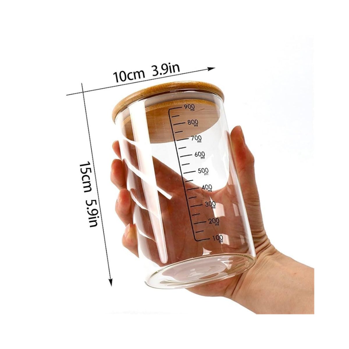 GENERICO - Frascos de Vidrio borosilicato Tapa bambú 1 litros