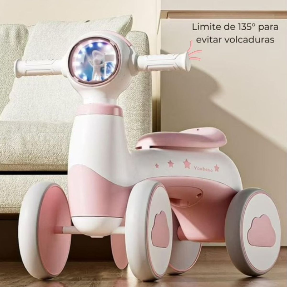 GENERICO - Triciclo Correpasillos Espacial Musical & Luz para Niños color Rosado