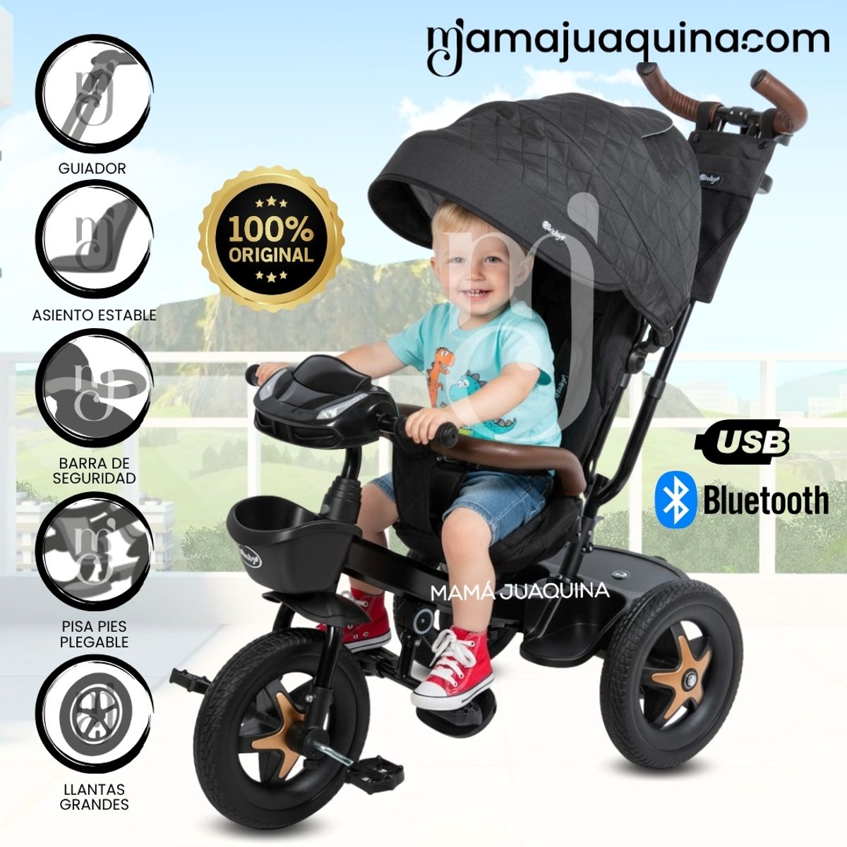 KIDS - Triciclo Guiador Giratorio «SALAN» Edición Limitada Black