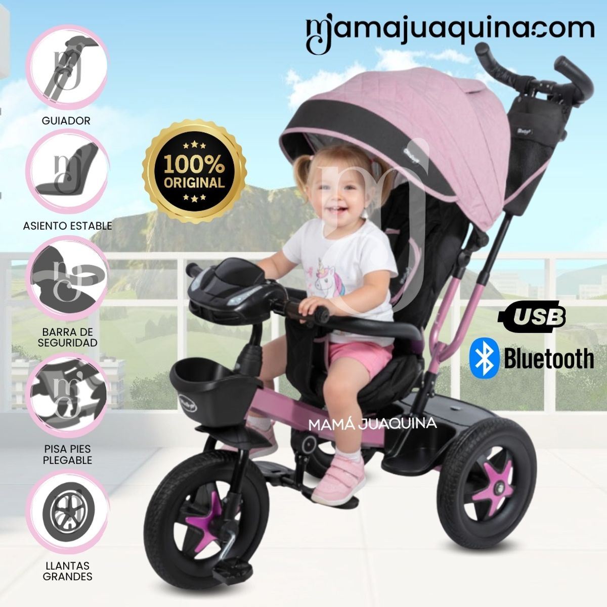 KIDS - Triciclo Guiador Giratorio «SALAN» Edición Limitada Pink