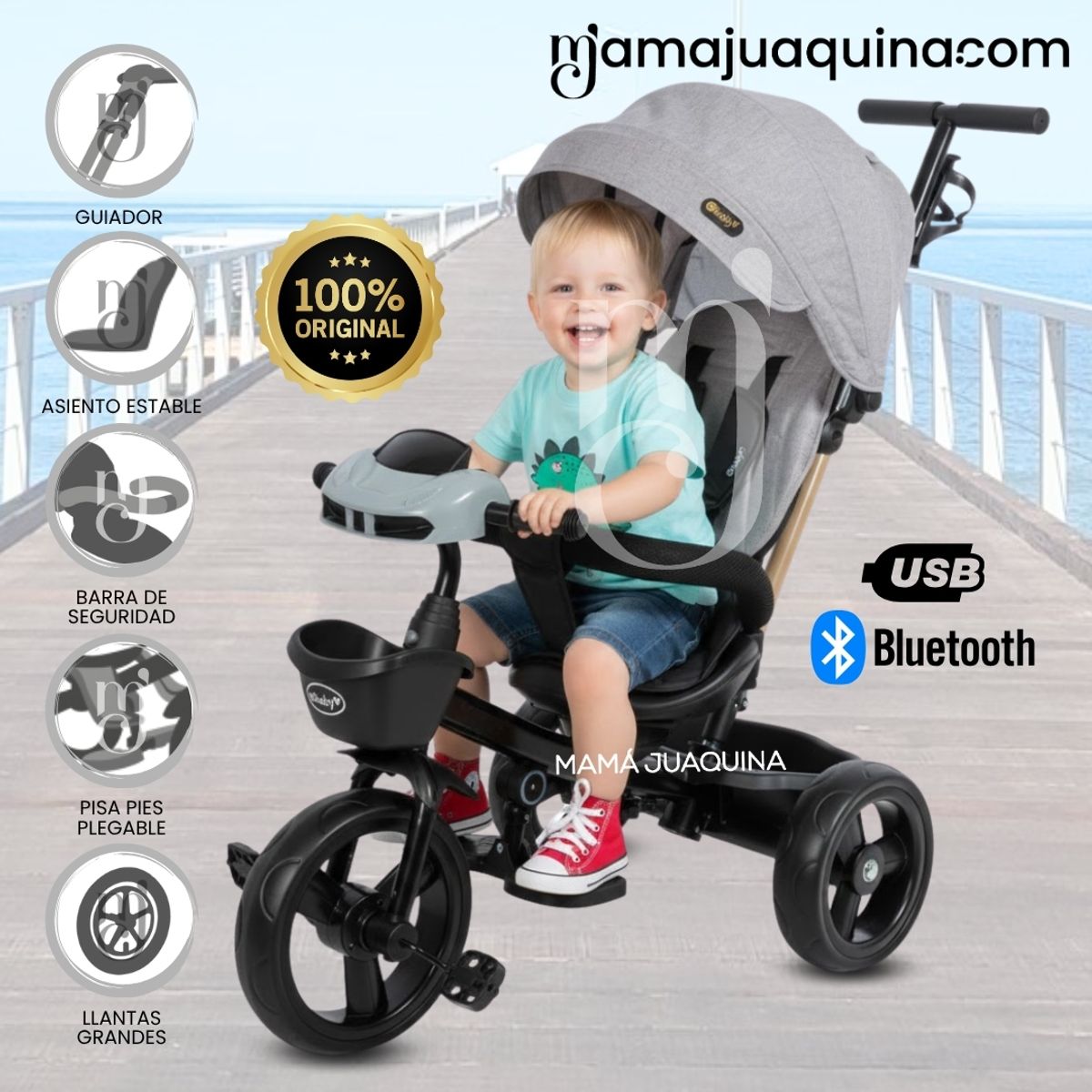 KIDS - Triciclo Guiador Giratorio «WUNDER» Edición Limitada Gray