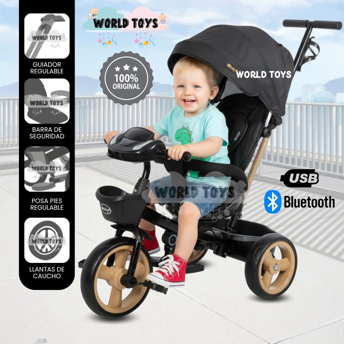 EBABY - Triciclo Guiador Giratorio «WUNDER» Edición Limitada Black