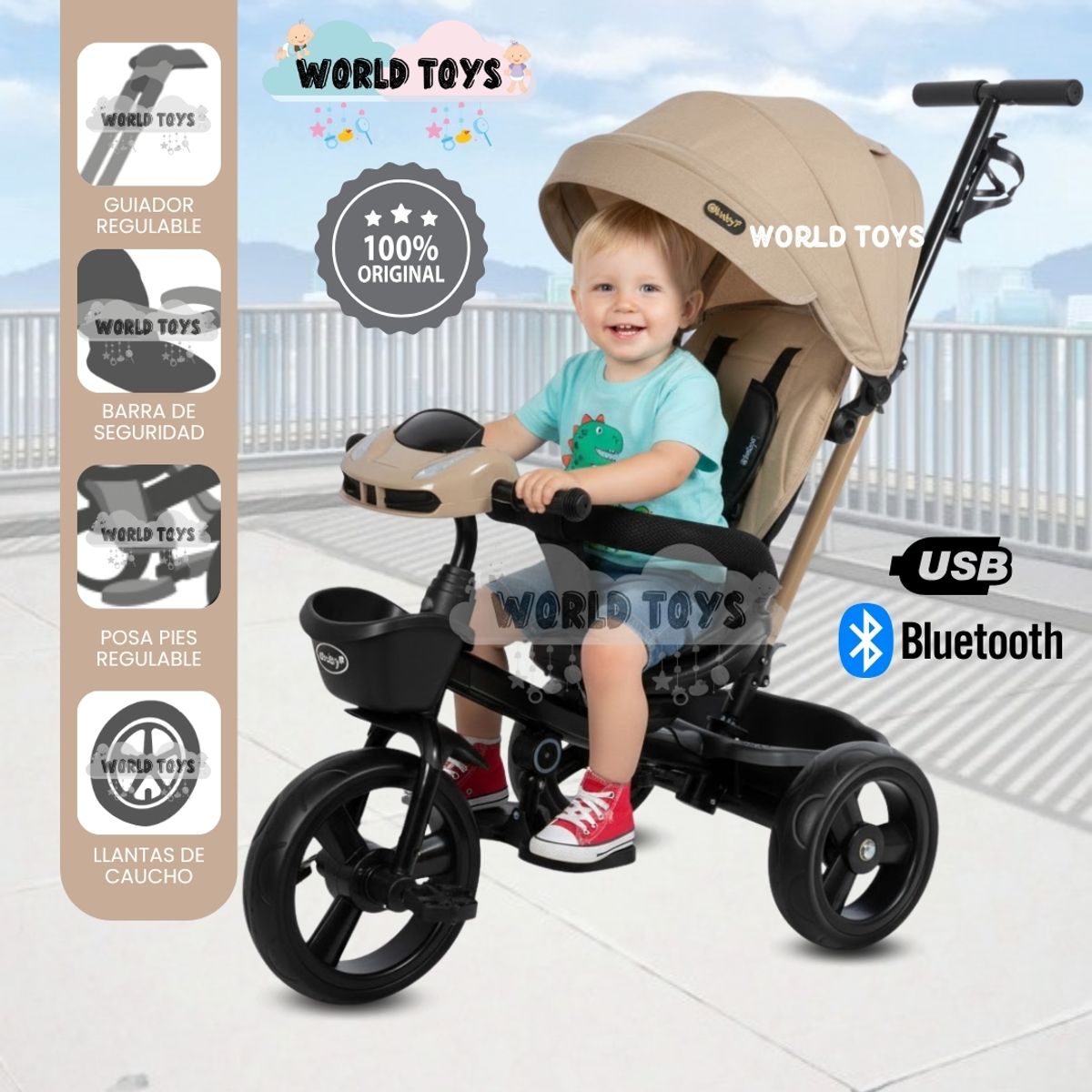 EBABY - Triciclo Guiador Giratorio «WUNDER» Edición Limitada Beige