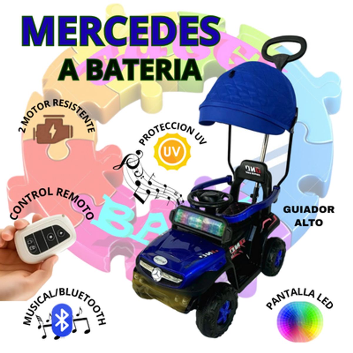 EBABY - "MERCEDES"  CUATRIMOTO ELECTRICA PARA NIÑOS CON CONTROL REMOTO SG-370 - AZUL