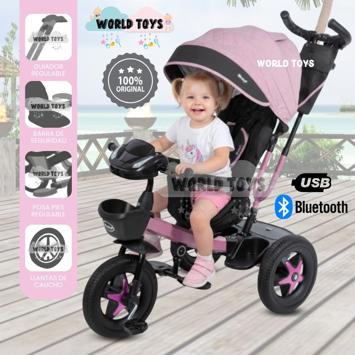 EBABY - Triciclo Guiador Giratorio «SALAN» Edición Limitada Pink