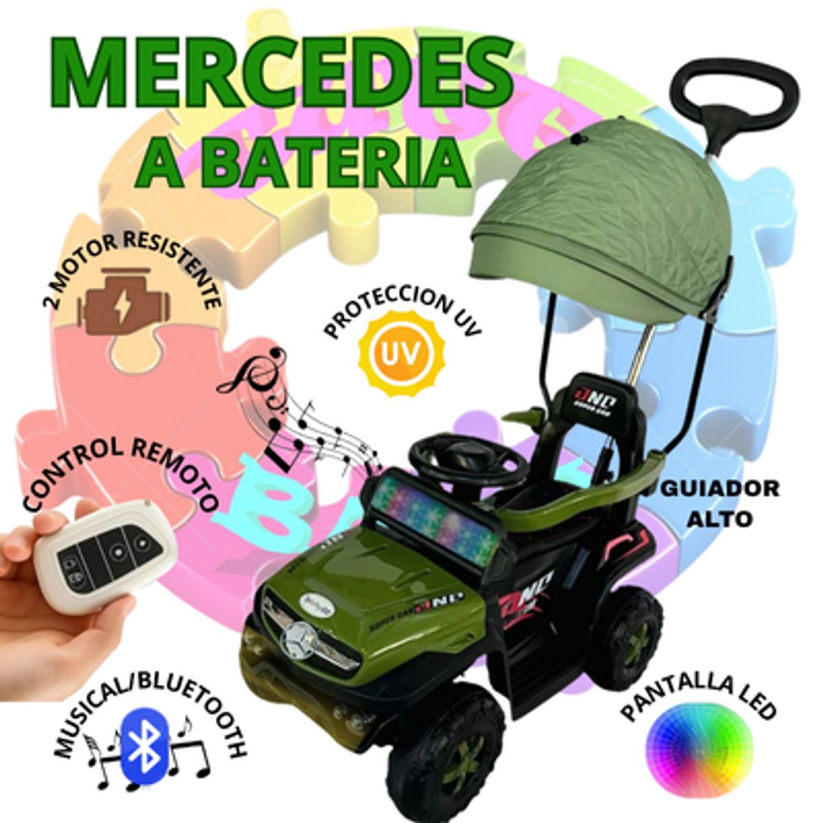 EBABY - "MERCEDES"  CUATRIMOTO ELECTRICA PARA NIÑOS CON CONTROL REMOTO SG-370 - VERDE