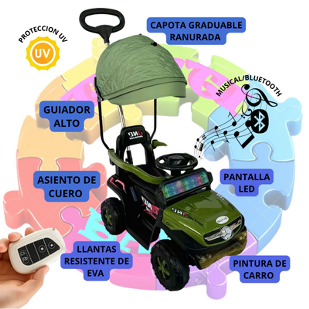 EBABY - "MERCEDES"  CUATRIMOTO ELECTRICA PARA NIÑOS CON CONTROL REMOTO SG-370 - VERDE