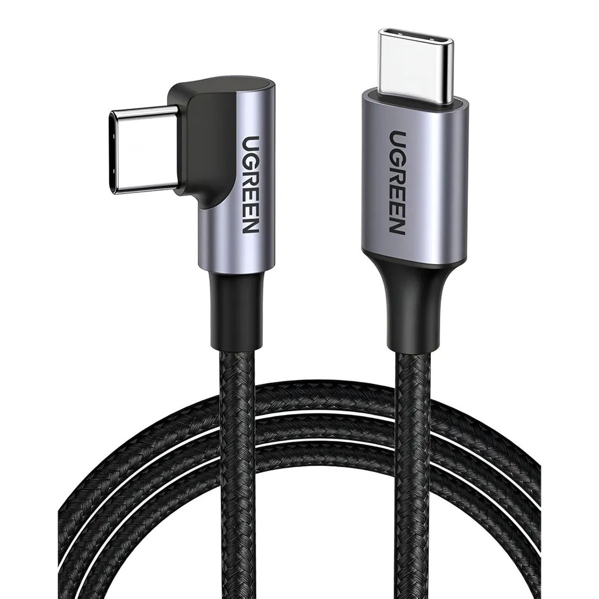 UGREEN - Cable De Carga Rápida 2m Ángulo Recto Ugreen Us255 - 50125 Negro