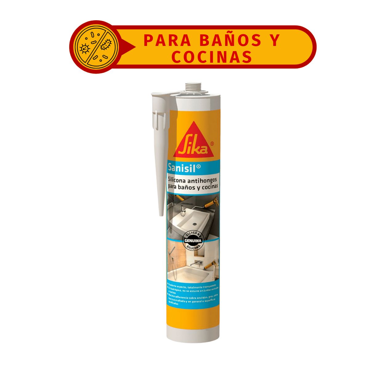 SIKA - Silicona Antihongos p Baños y Cocinas Sika Sanisil Transparente 280ml