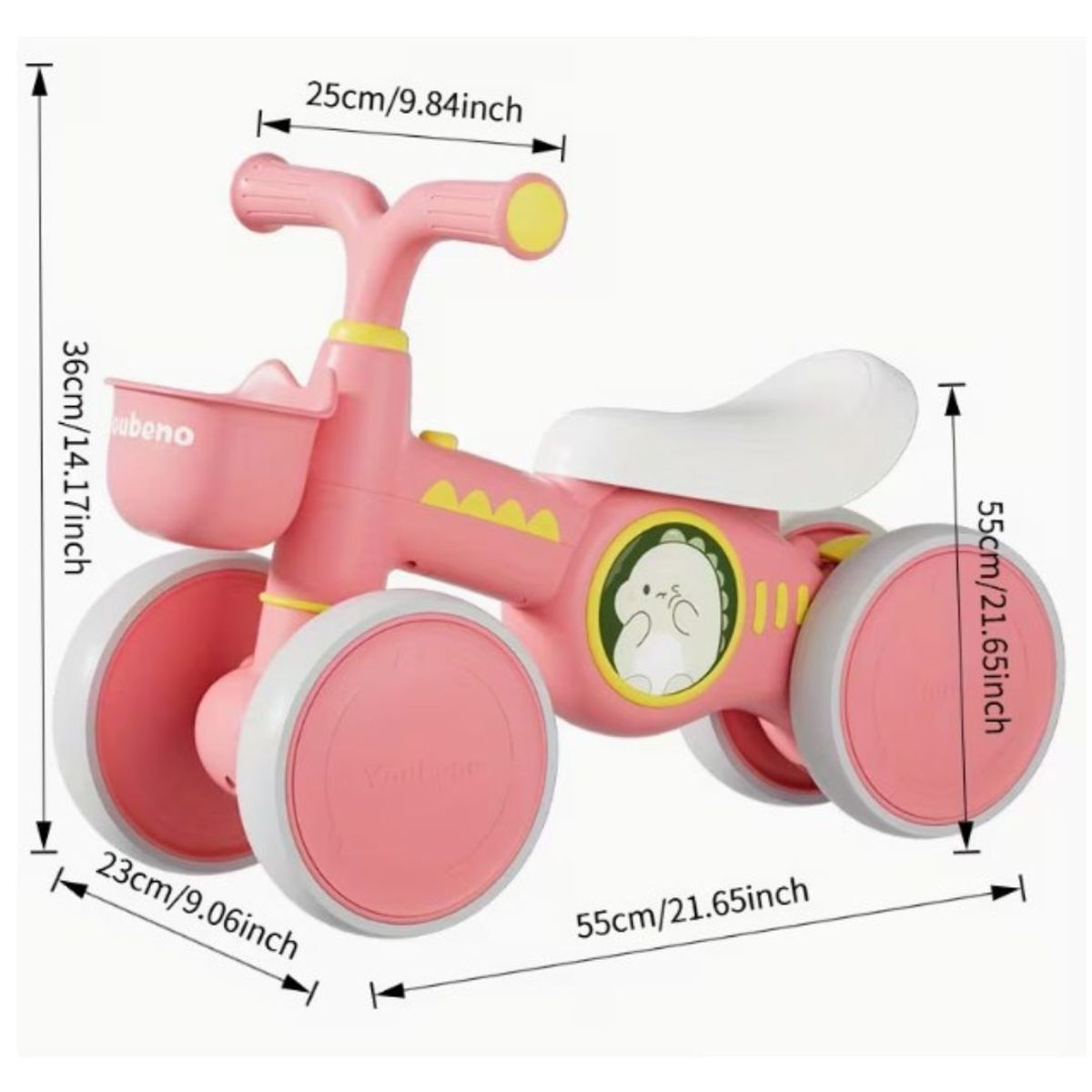 GENERICO - Triciclo Correpasillos Scooter Dino Musical & Luz para Niños Rosado