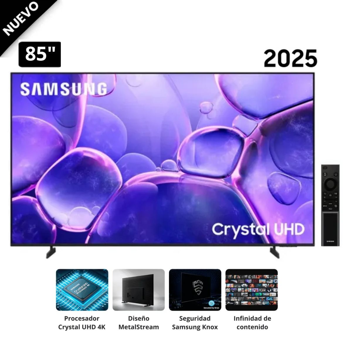 SAMSUNG - Televisor Samsung Smart TV 85 Crystal UHD 4K UN85U8000FGXPE + Soundbar HW-B400
