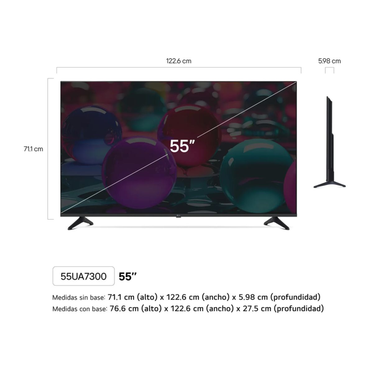 LG - Televisor LG 55" Smart UHD 4K Thinq Ai 55UA7300PSB + Rack Giratorio - Nuevo 2025