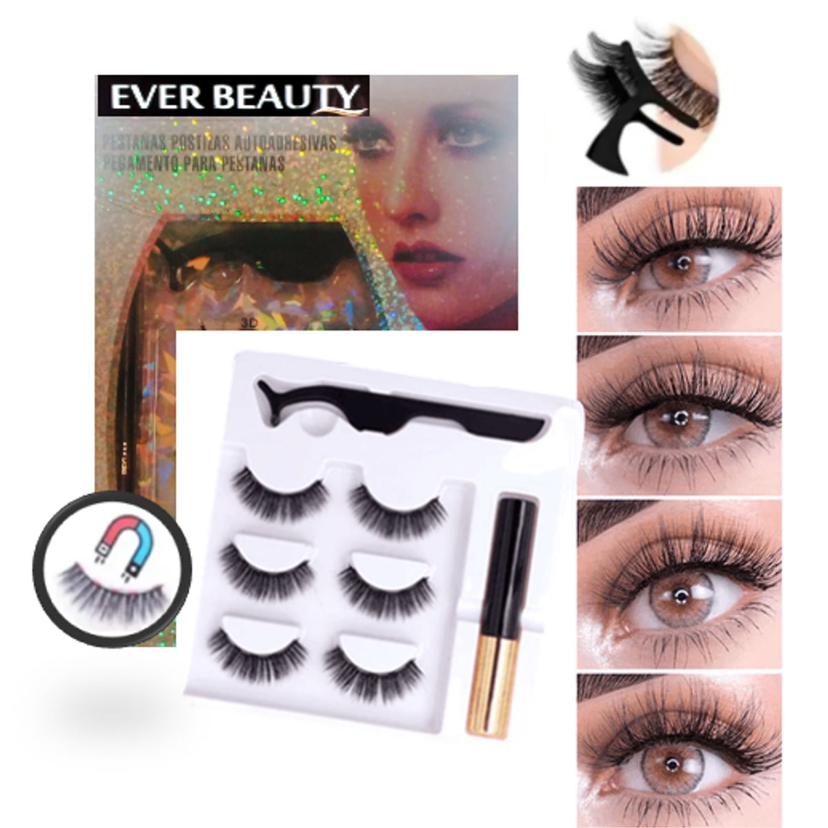GENERICO - PESTAÑAS MAGNETICAS 3D PARES EVER BEAUTY